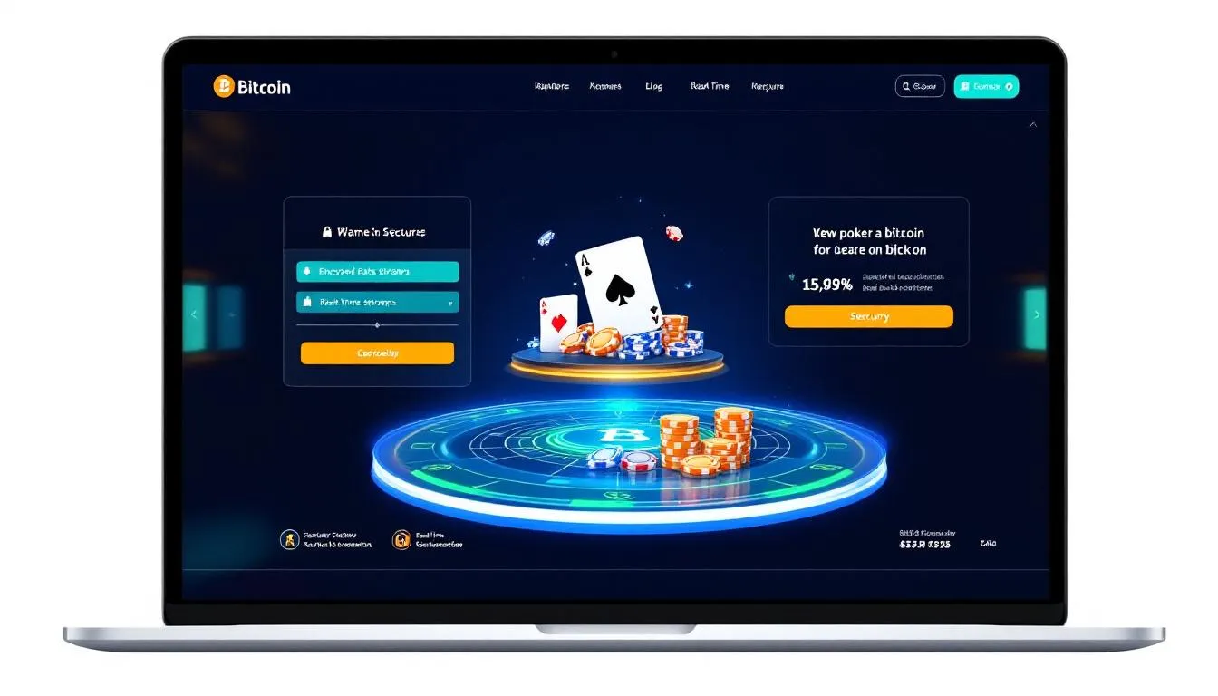A secure online poker platform showcasing security features for bitcoin poker tournaments.