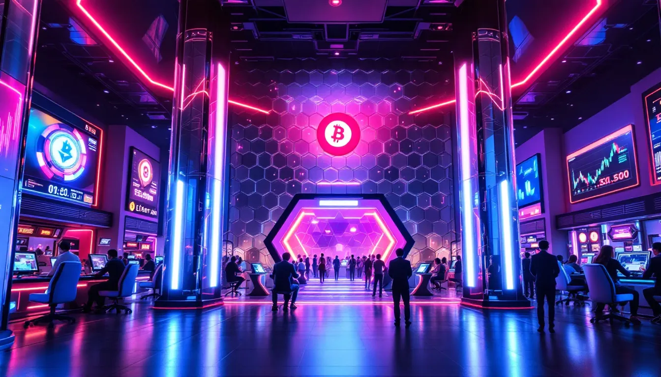 62810ee0-ed24-4b0e-bd61-f77a900db77b | CoinNews An artistic depiction of crypto casinos, showcasing the integration of crypto wallets and online gaming.
