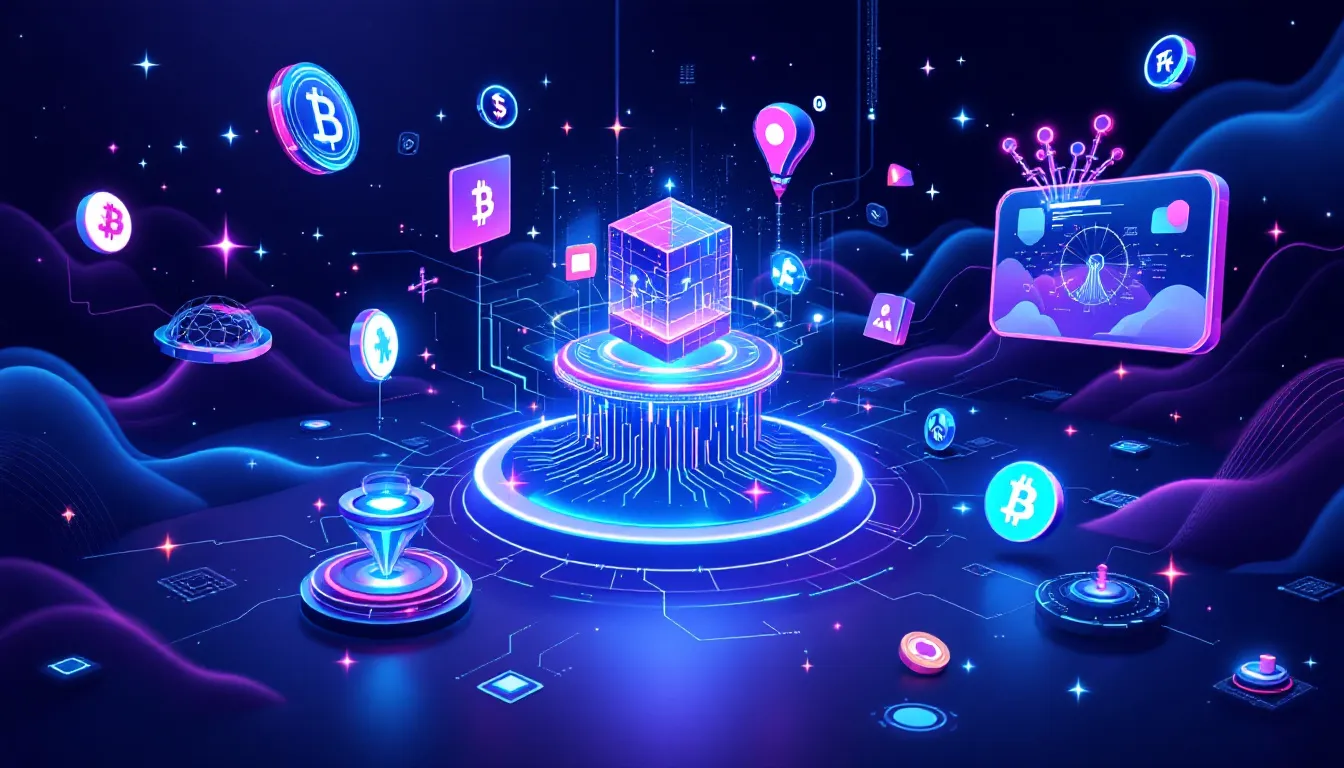 An artistic depiction of future trends in crypto gambling, showcasing innovative technologies and gaming experiences.