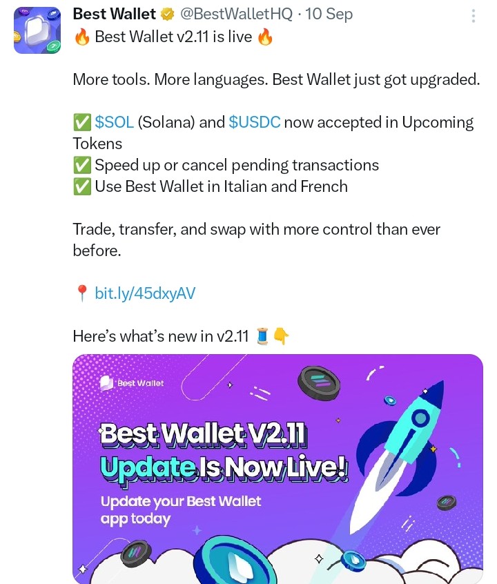 Best Wallet Token tweet