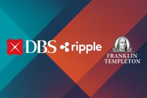Logos of DBS Bank, Ripple, and Franklin Templeton representing their partnership for tokenized trading on the XRP Ledger.