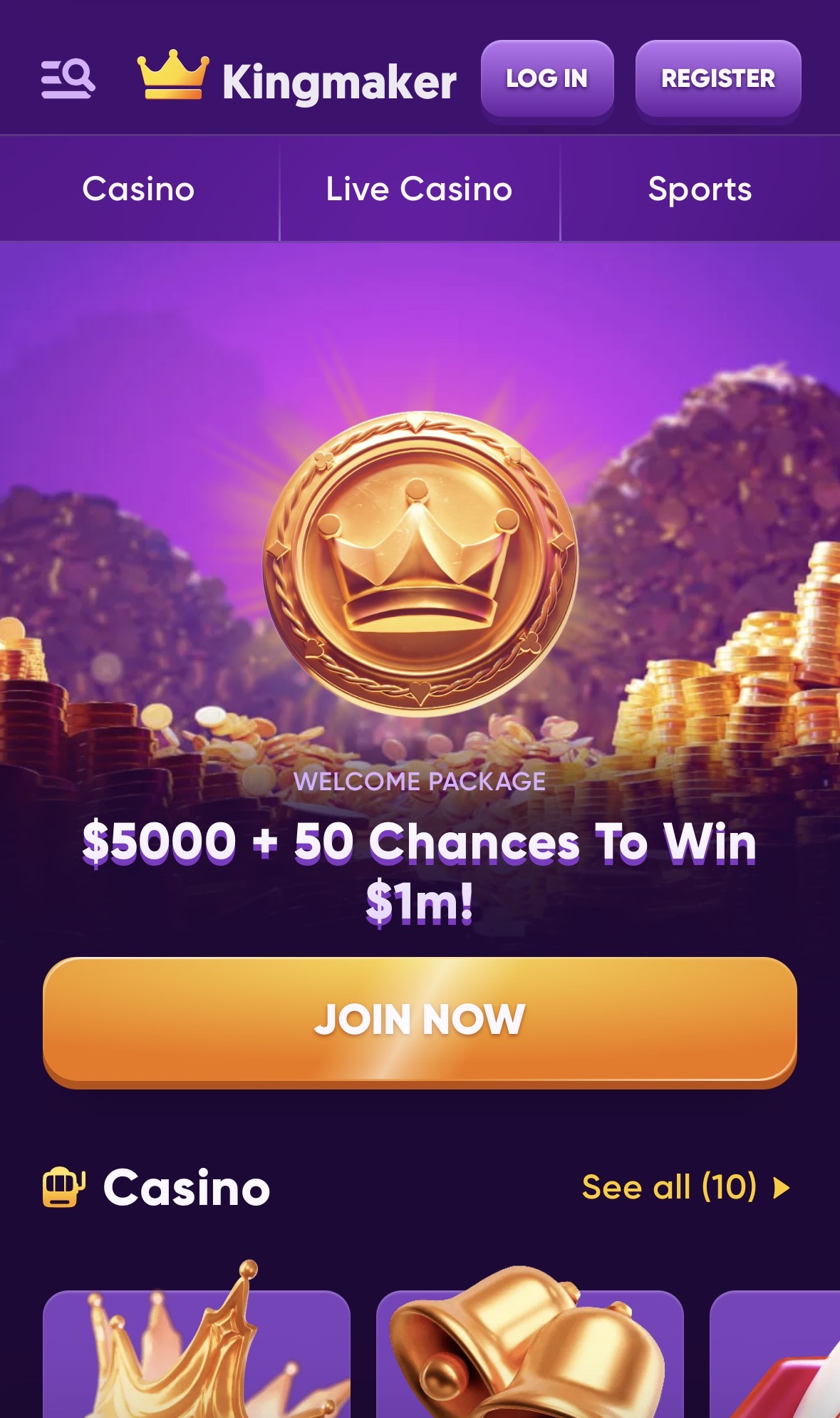 Kingmaker Casino interface overview