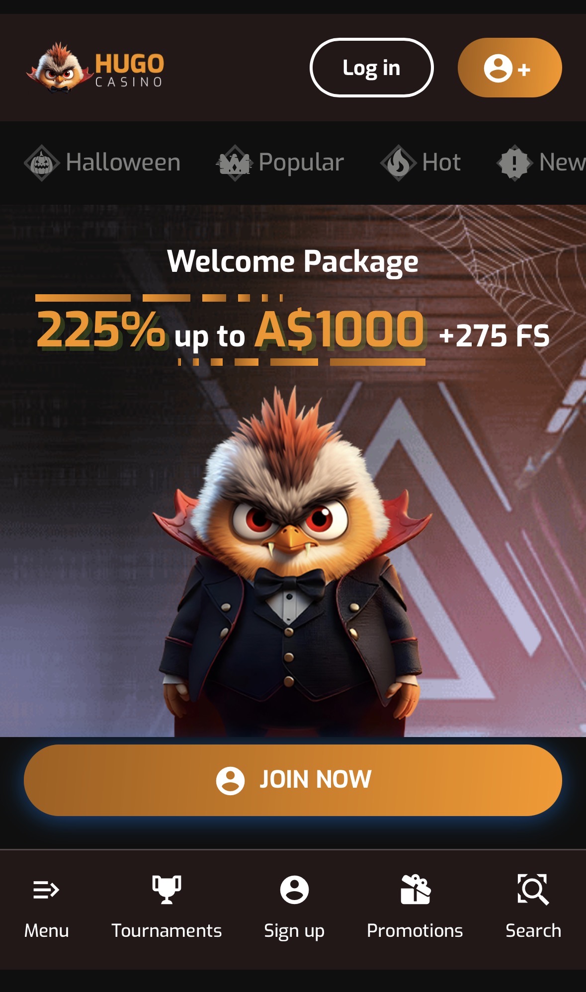 Hugo Casino interface