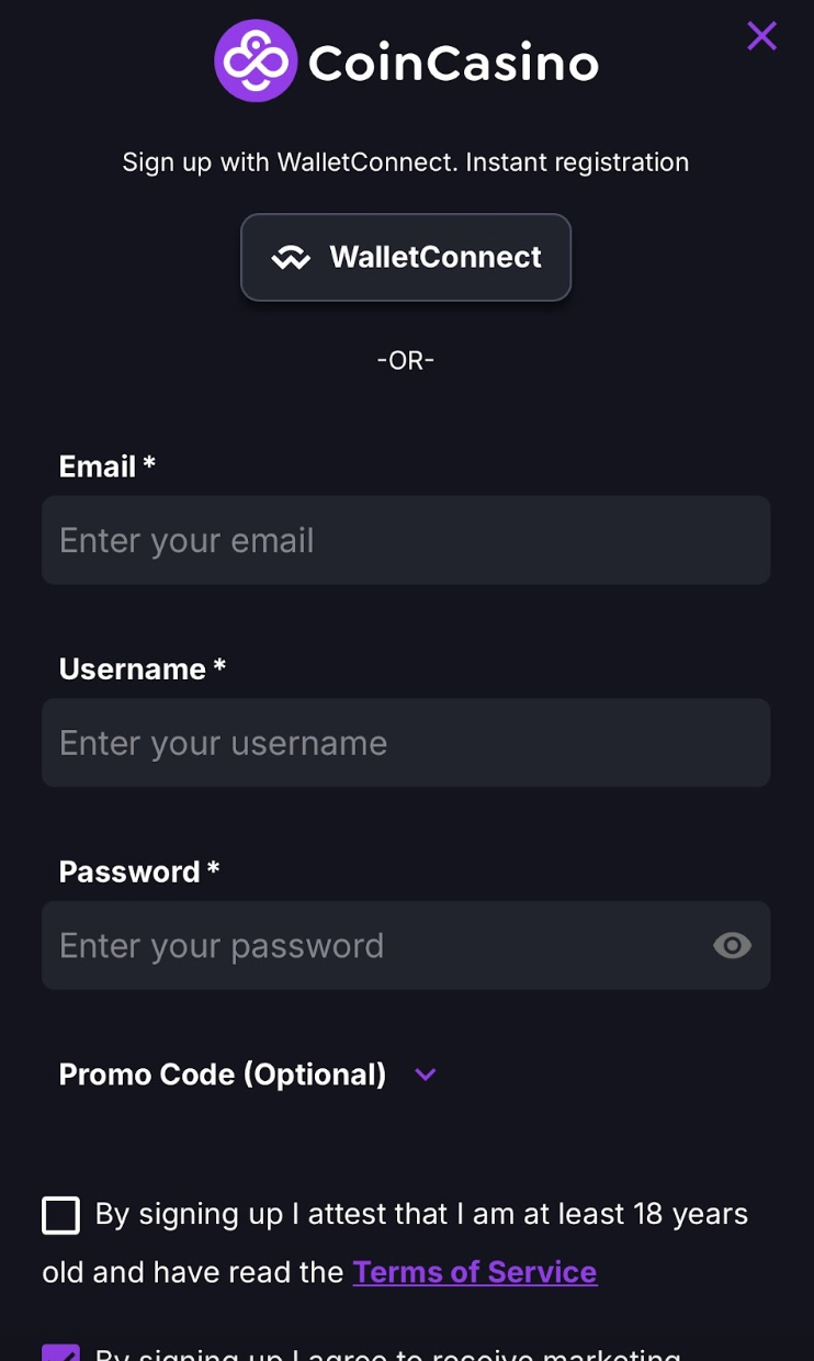 coincasino signup