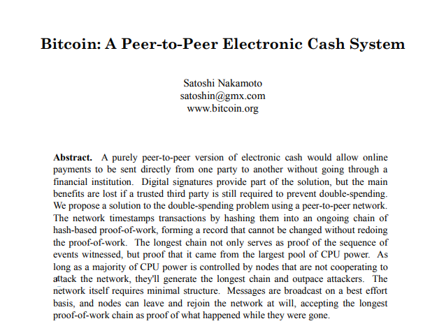 Abstract from the Bitcoin whitepaper