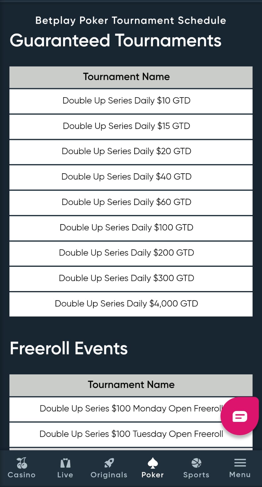 BetPlay Poker Tournaments mobile screenshots