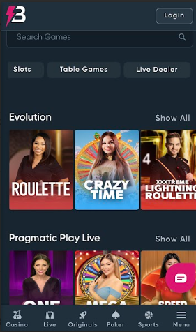 Betplay live casino mobile screenshot