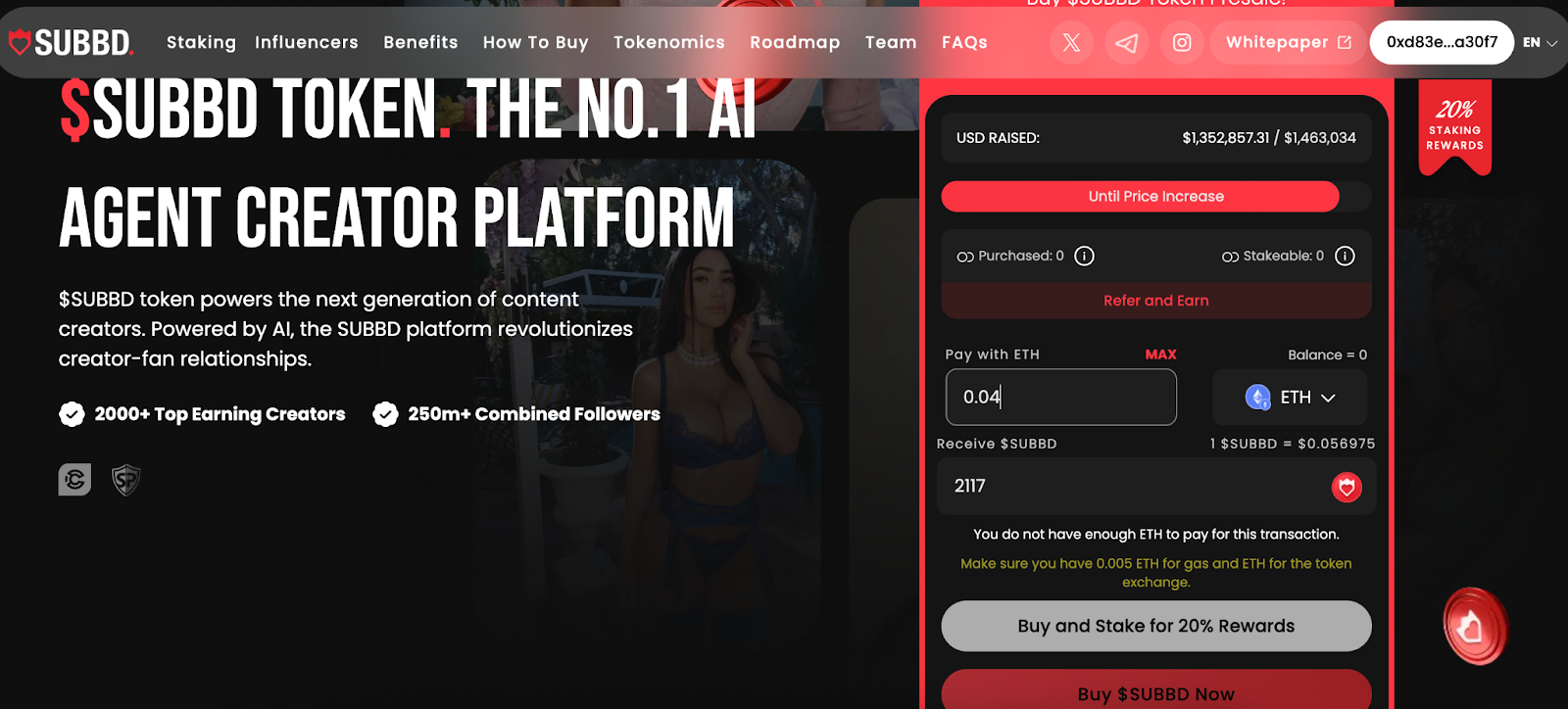 How to buy SUBBD tokens on the presale website