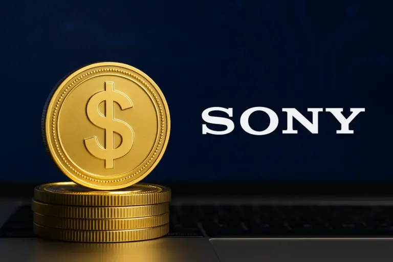 Sony’s stablecoin concept shown through digital dollar imagery symbolizing blockchain payments across the company’s ecosystem.