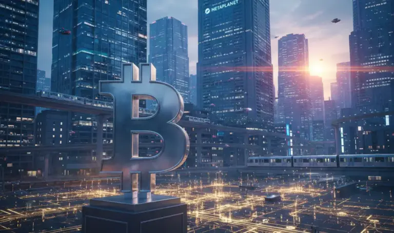 Futuristic cityscape featur