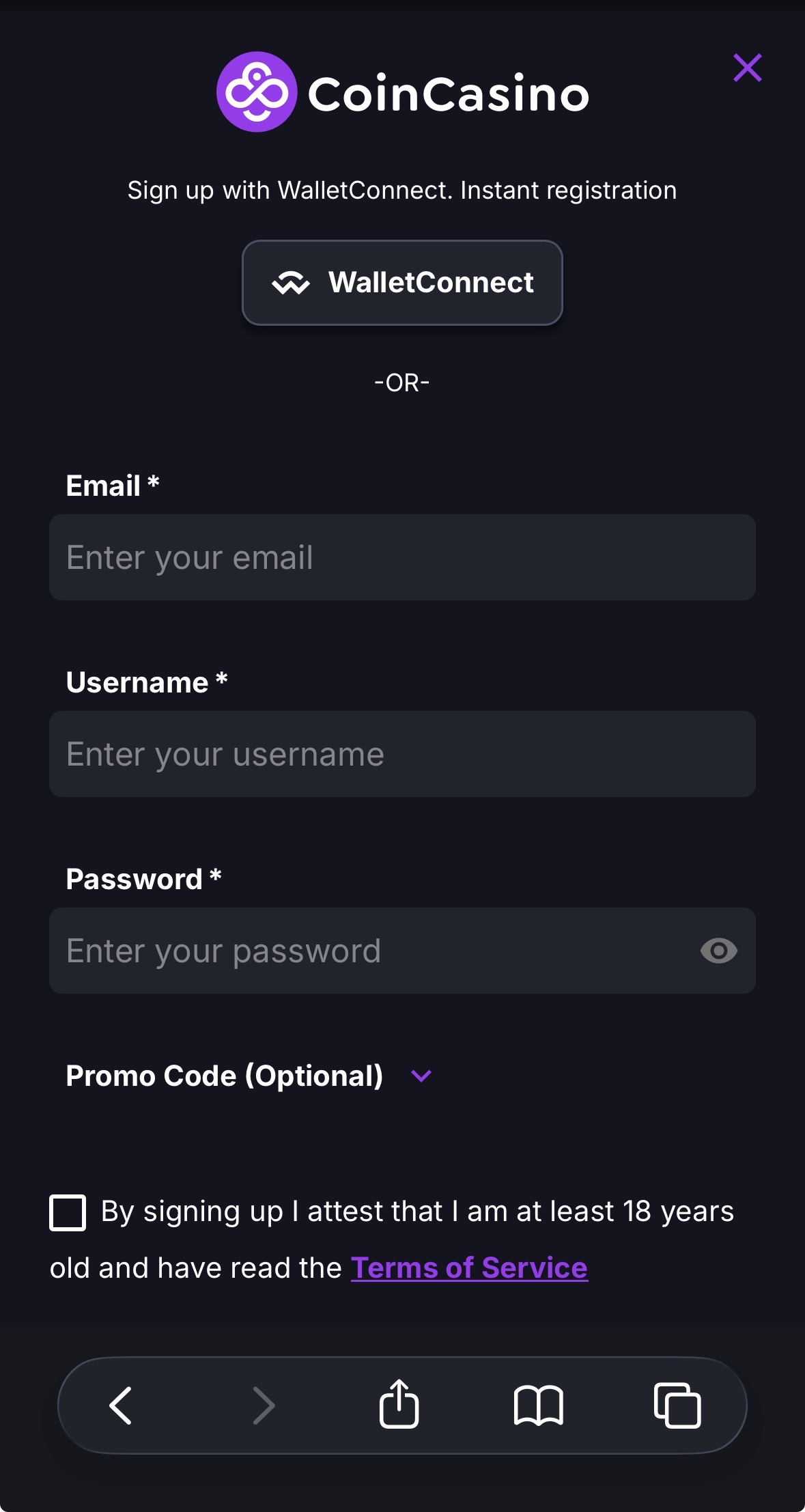 coincasino register