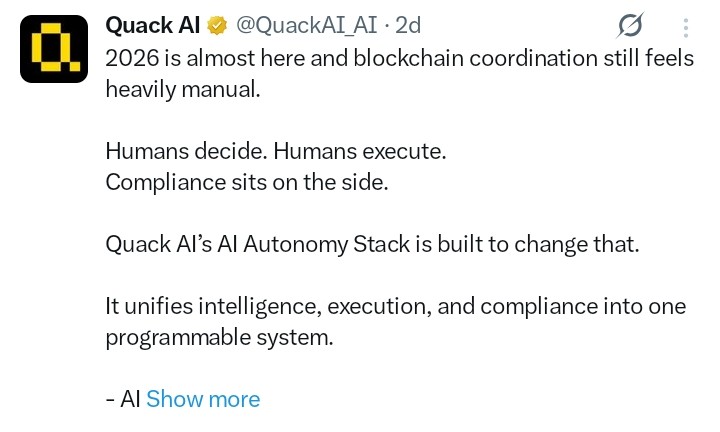 Quack AI tweet