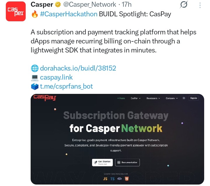 Casper tweet