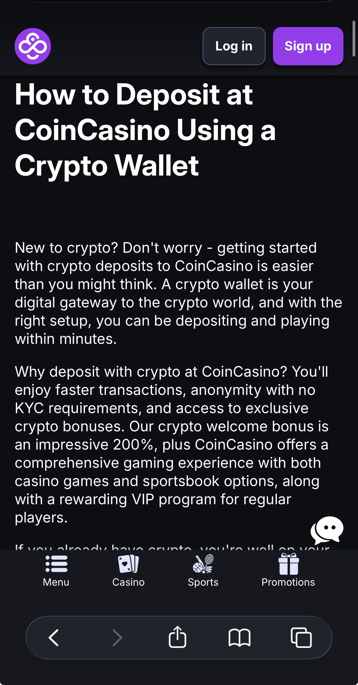 deposits at coincasino