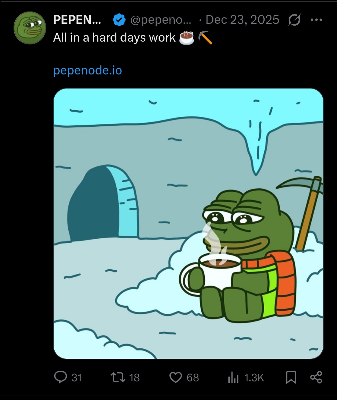 Pepenode tweet 
