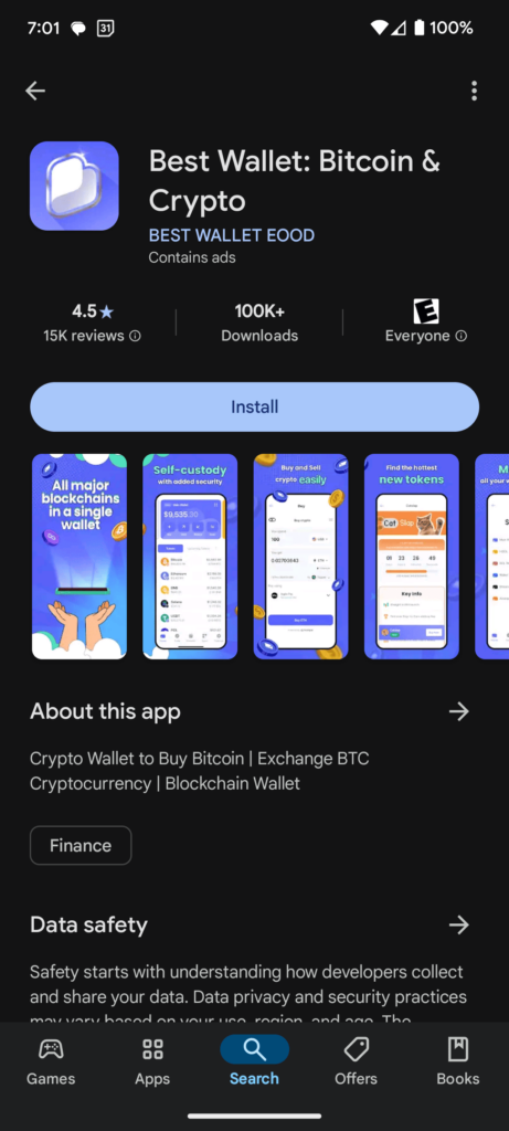 Download the Best Wallet app from the Apple App Store or Google Play 