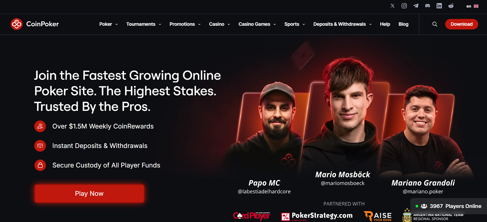 CoinPoker homepage