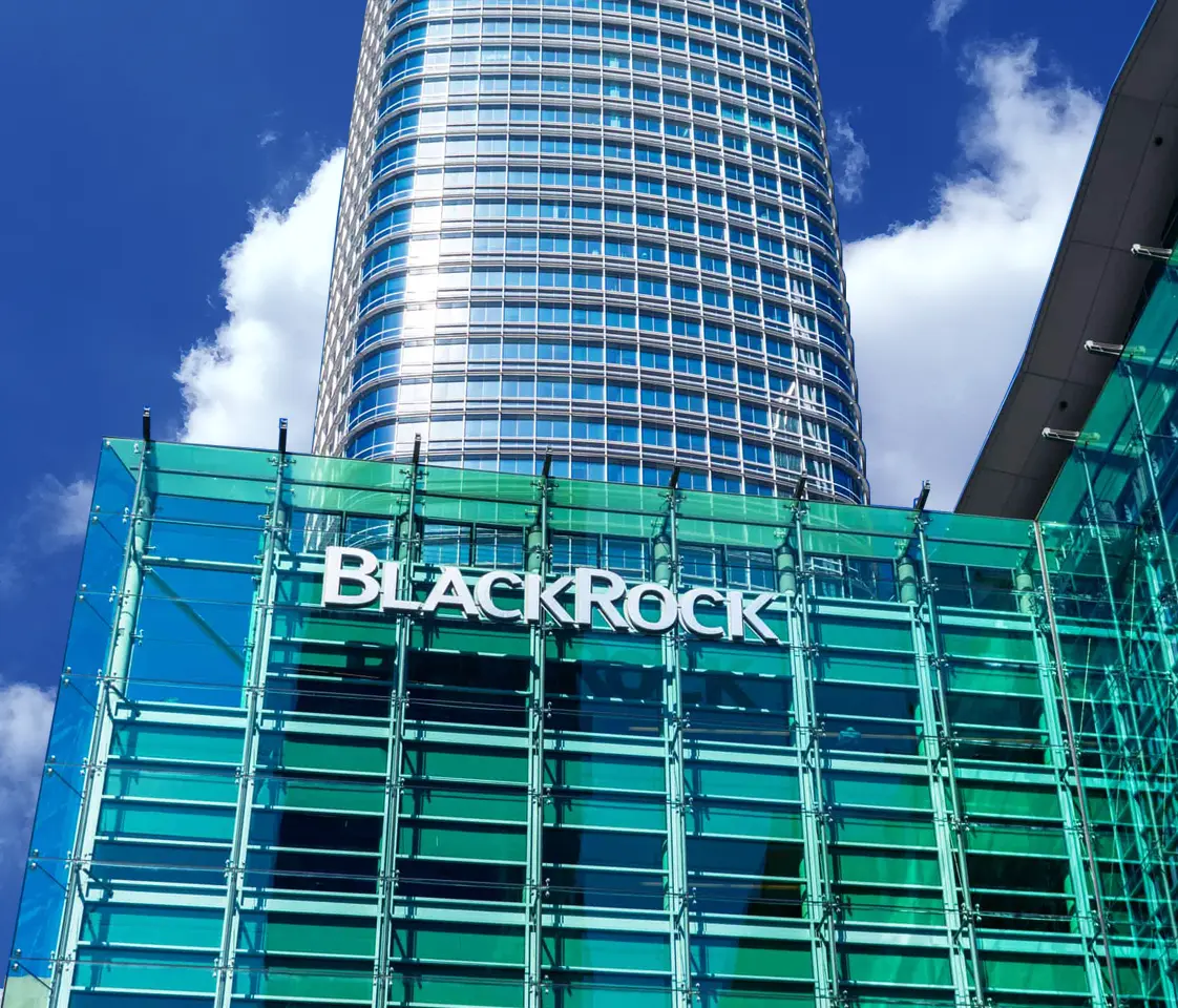 BlackRock headquarters building featuring a modern glass facade.