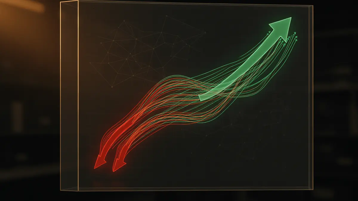 Capital flow visualization showing Bitcoin ETF outflows contrasting with altcoin inflows