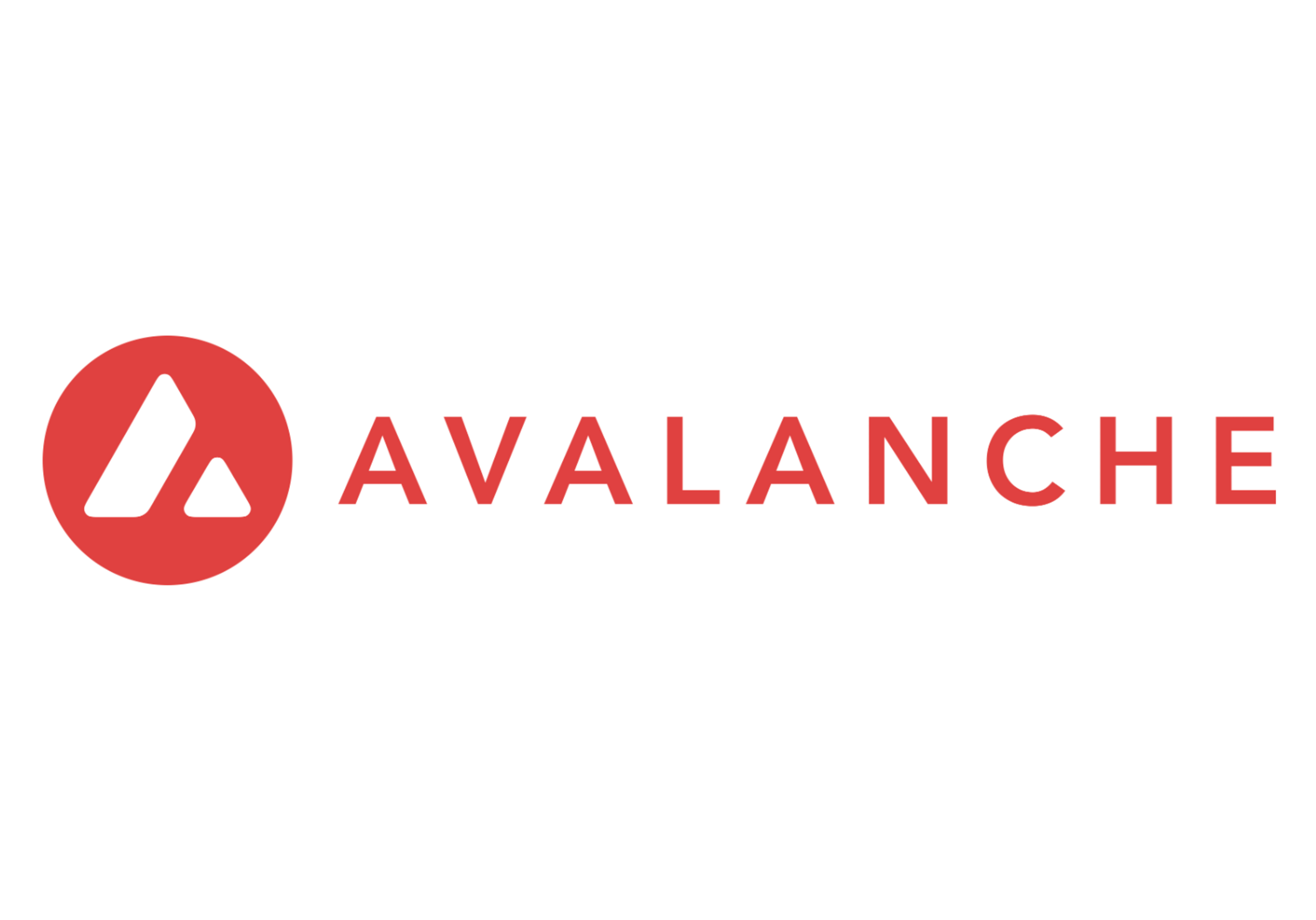 Avalanche AVAX cryptocurrency logo featuring a red circle and stylized white mountain.