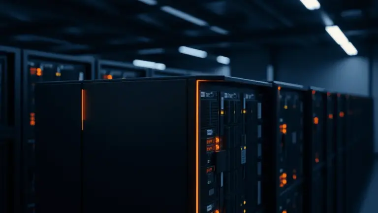 Bitcoin mining hardware in data center with reduced activity and dimmed status lights