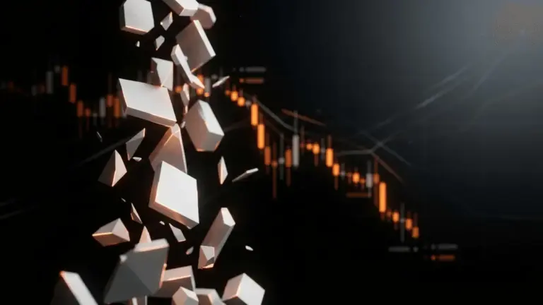 HYPE tokens descending on dark exchange interface with orange highlights showing market selling pressure