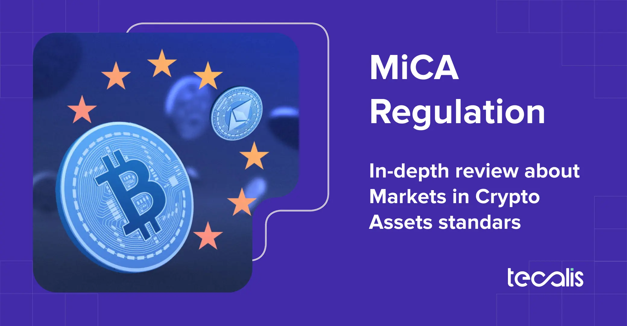 3D visual of Bitcoin and Ethereum coins with EU stars and regulation text