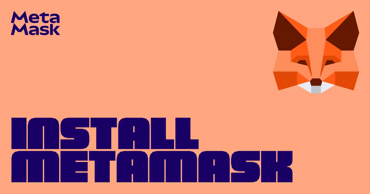 MetaMask promotional image featuring a stylized fox logo and installation call-to-action.