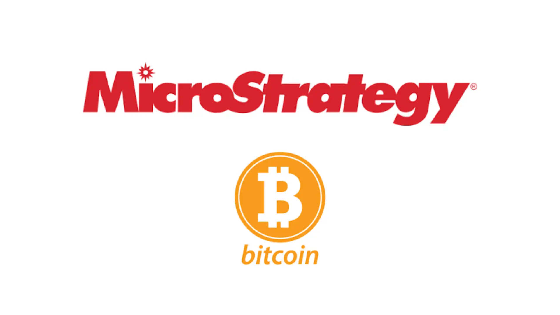 MicroStrategy logo with Bitcoin symbol in orange color below it.