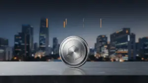 RLUSD stablecoin token with Seoul financial district skyline symbolizing Korean exchange expansion