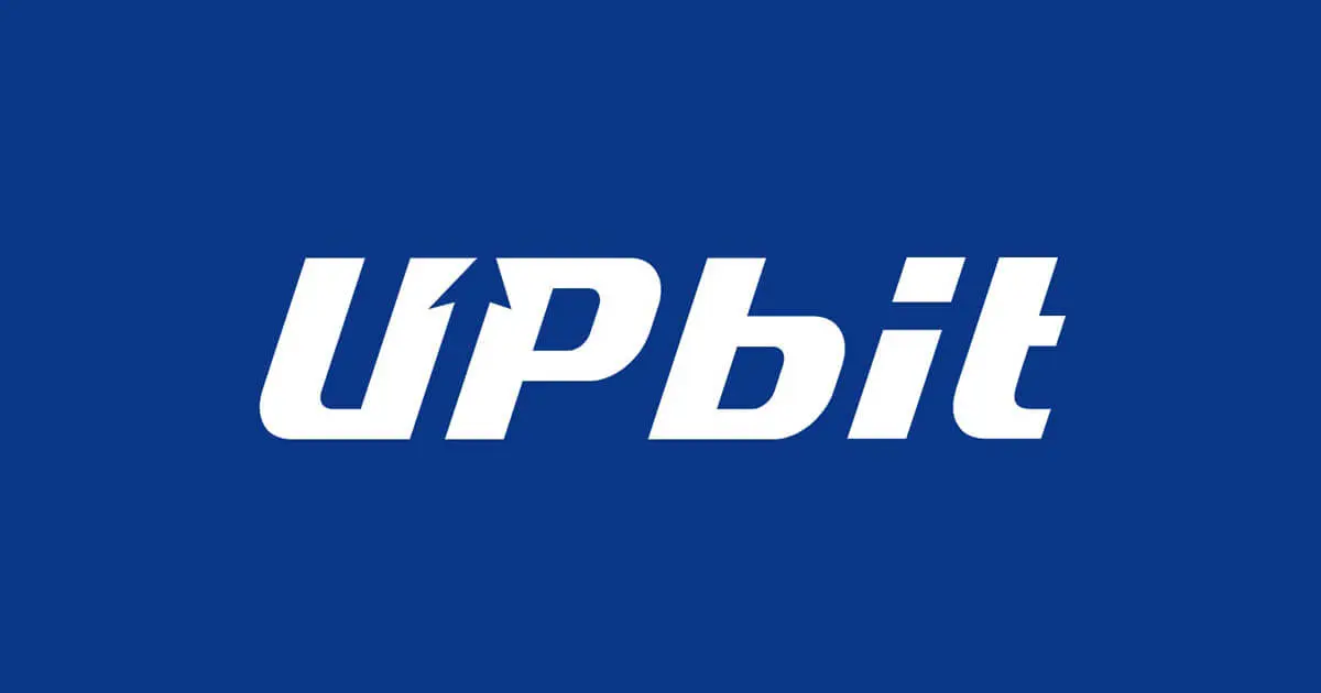 The Upbit logo on a blue background.