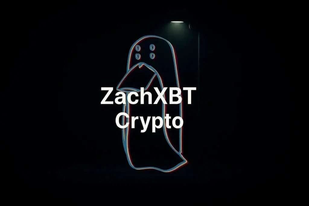 A neon-style ghost and text 'ZachXBT Crypto' on a dark background.