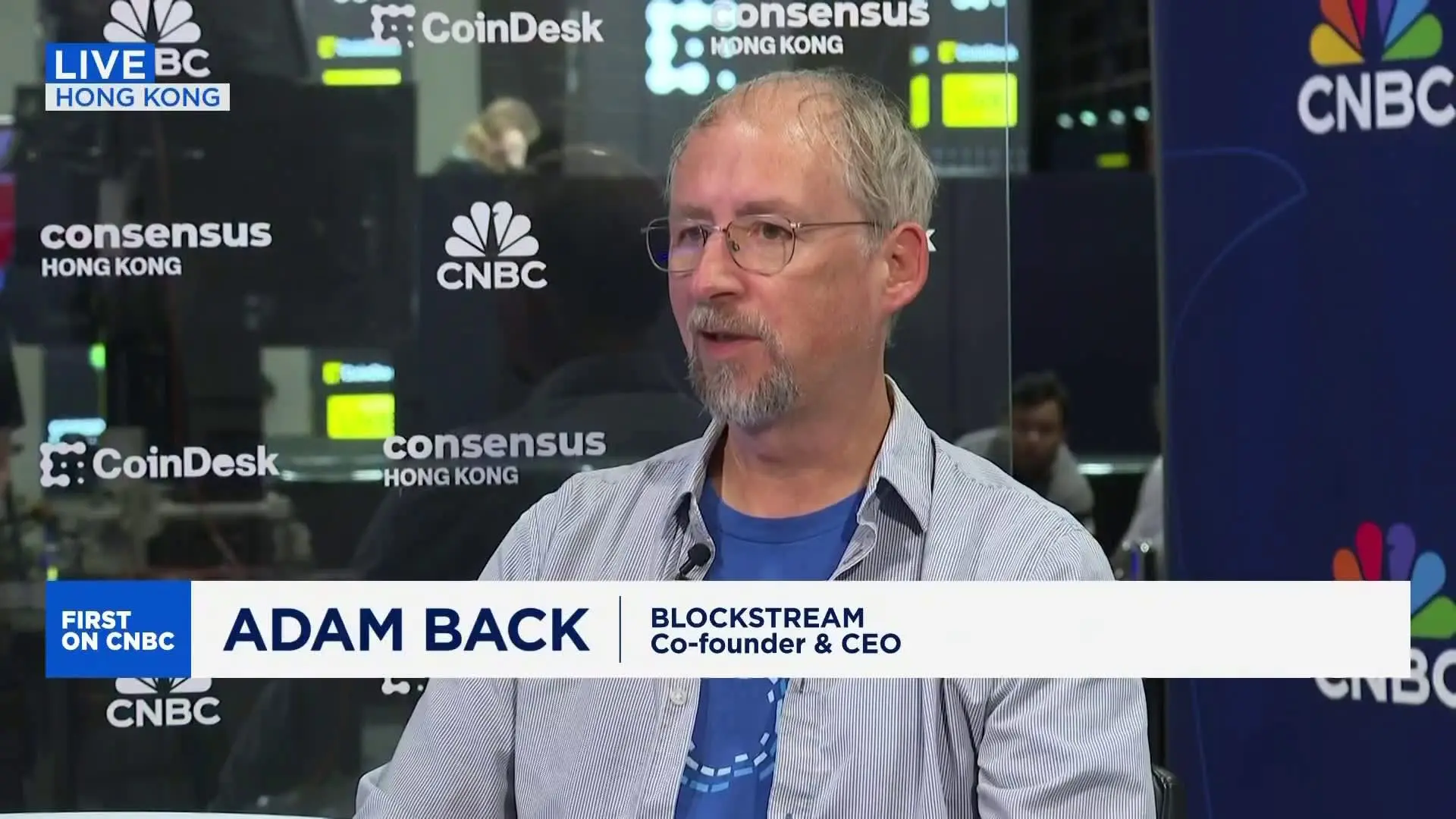 Adam Back, Co-founder and CEO of Blockstream, during a CNBC interview at Consensus Hong Kong