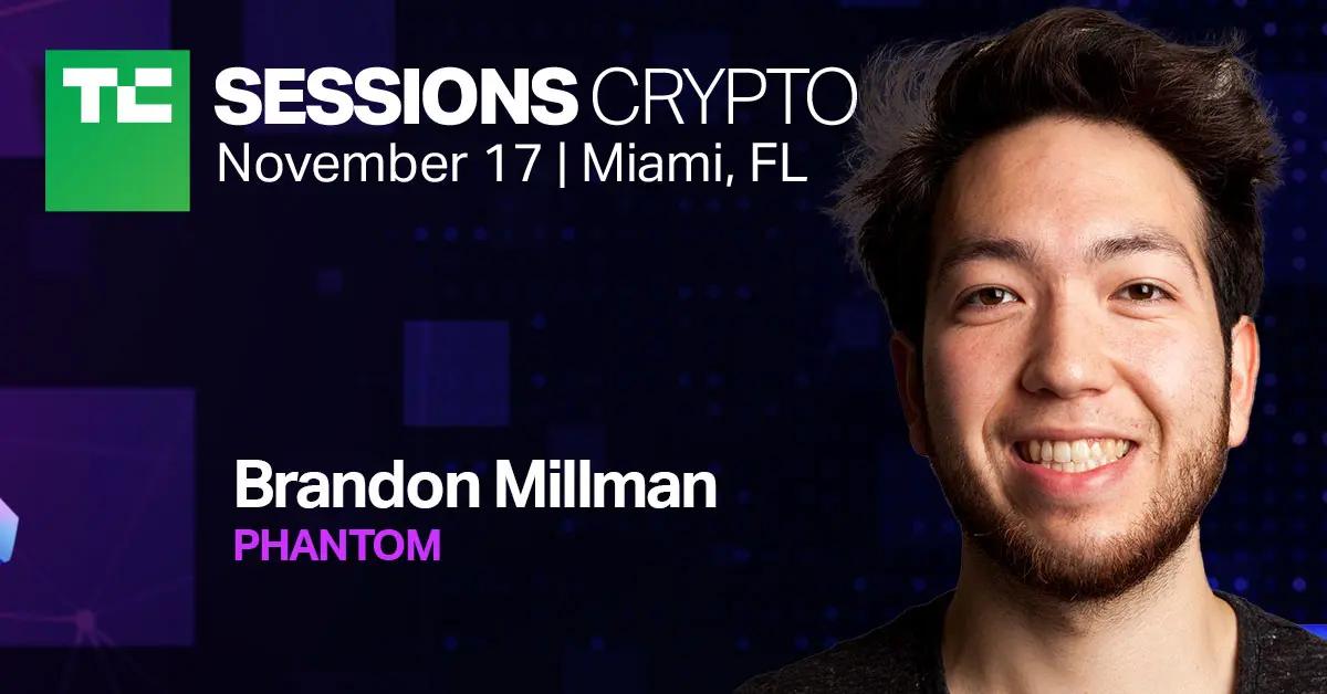 Headshot of Brandon Millman from Phantom at the TC Sessions Crypto event in Miami.