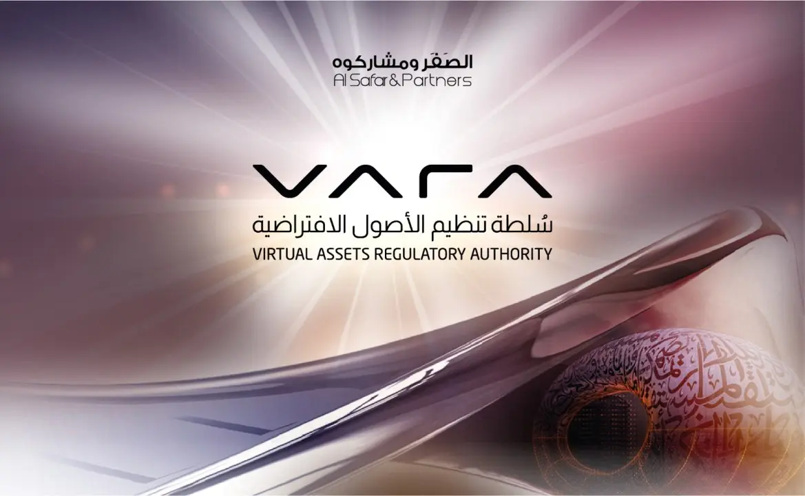 VARA Virtual Assets Regulatory Authority logo with Arabic text and Al Safar & Partners branding