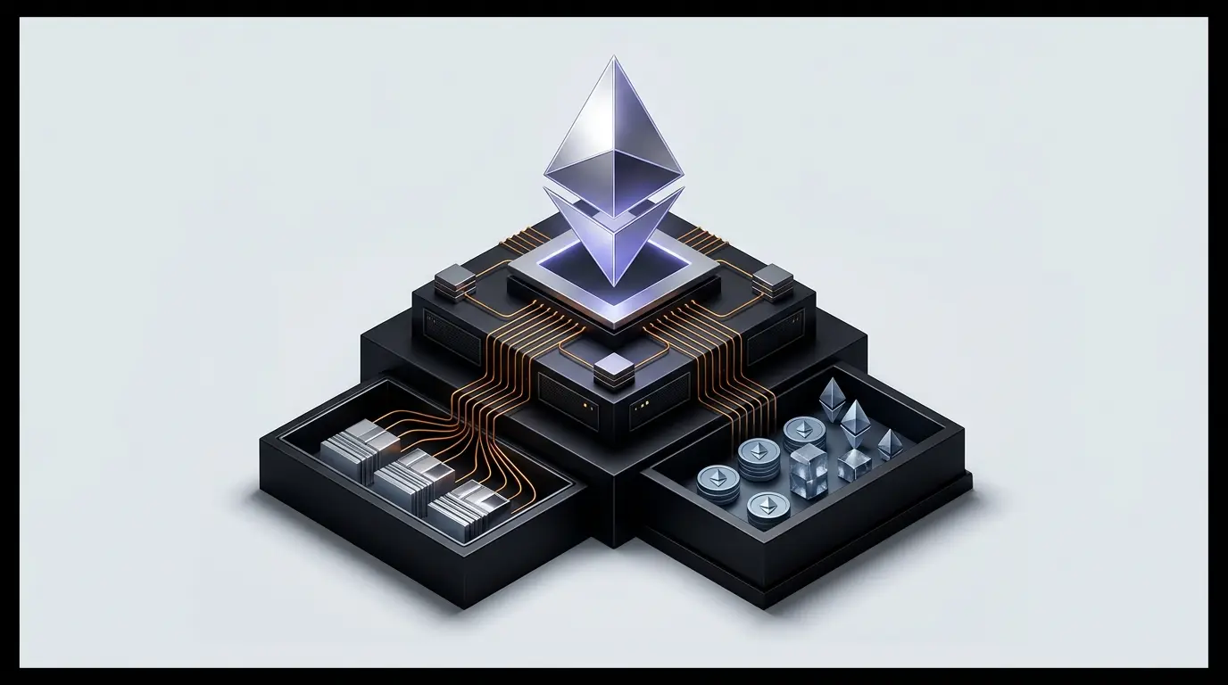 Ethereum staking infrastructure representing Fidelity’s proposed FETH ETF staking plan