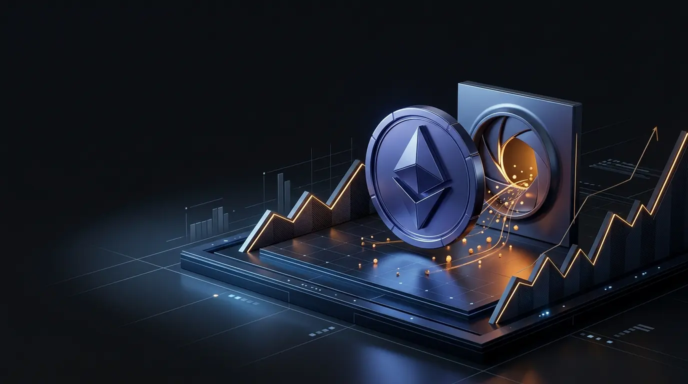 Abstract crypto market visualization showing HYPE price momentum ahead of a major token unlock