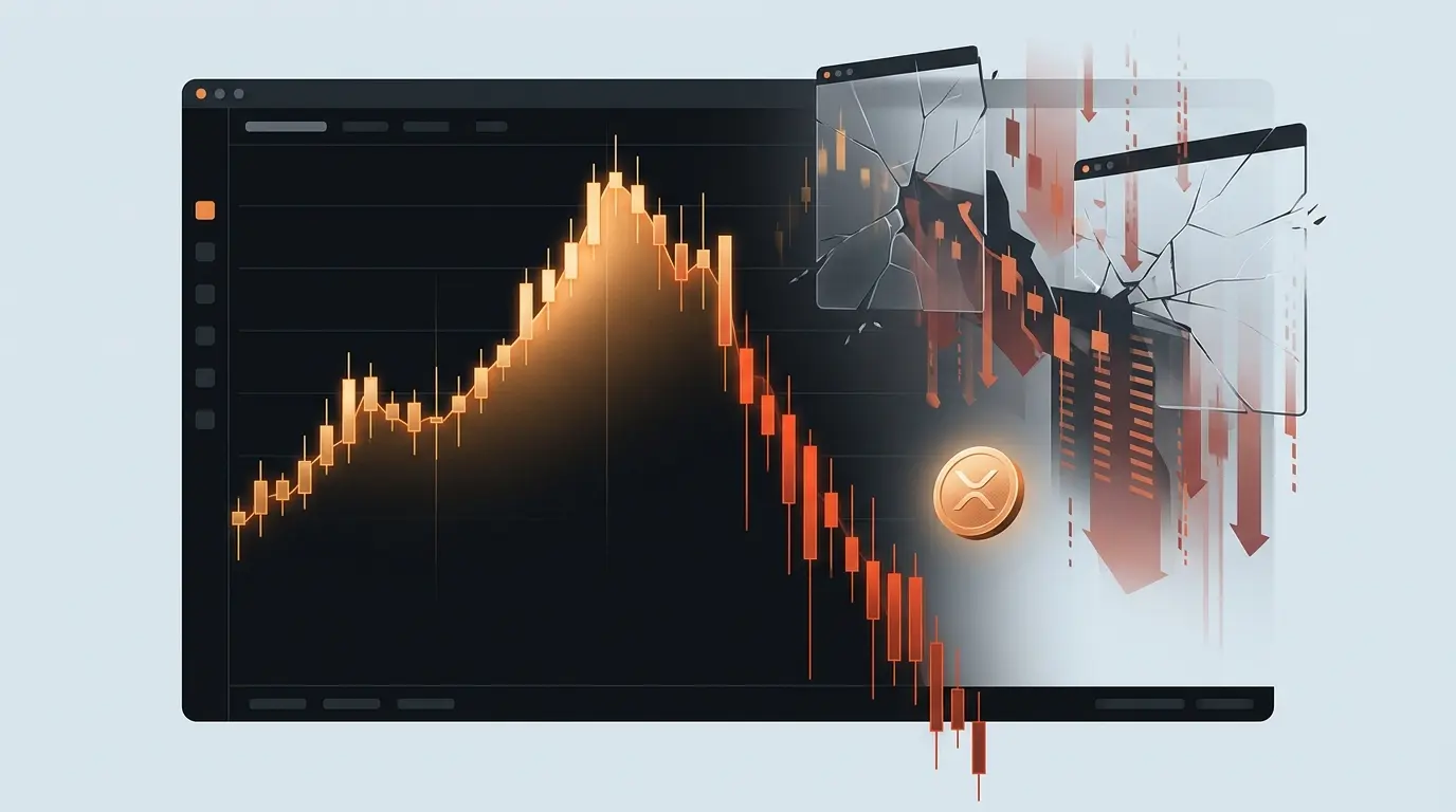 XRP-inspired cryptocurrency chart plunging amid leveraged trading liquidations