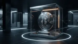Bitcoin secured within a regulated financial framework, representing Russia’s new crypto investment limits.
