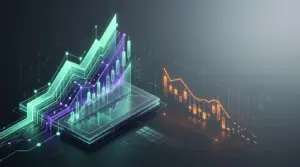 Abstract Solana tokenized-asset trading surge contrasted with falling network revenue