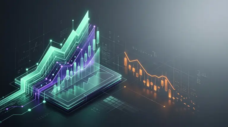 Abstract Solana tokenized-asset trading surge contrasted with falling network revenue