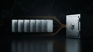 Dormant Bitcoin wallets converging in a synchronized transfer to an institutional custody vault