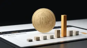 Gold Bitcoin coin above a market dashboard showing a concentrated ETF inflow rebound