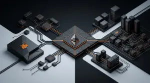 Editorial illustration showing MetaMask’s wallet business and Consensys protocol infrastructure on separate paths