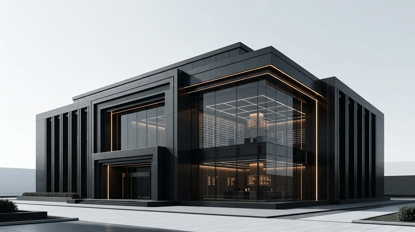 Modern digital bank headquarters representing OpenReserve’s conditional charter and $210 million capital requirement