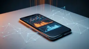 Abstract smartphone wallet connected to Solana blockchain nodes for onchain prediction markets