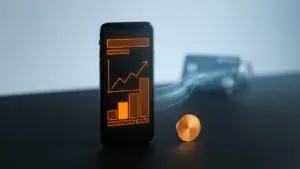 Abstract crypto payment dashboard and gold token representing the Remittix presale and PayFi launch