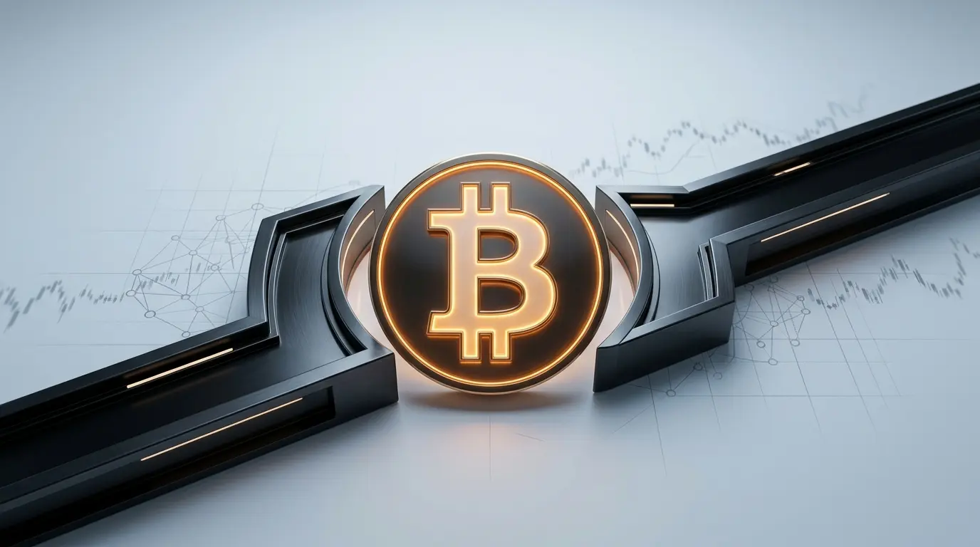 Abstract Bitcoin transaction route visual representing a reported MARA purchase through FalconX