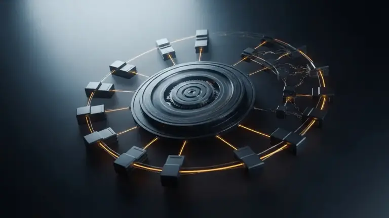 Abstract high-speed blockchain relay illustrating Solana’s tighter slot timing and validator coordination risk