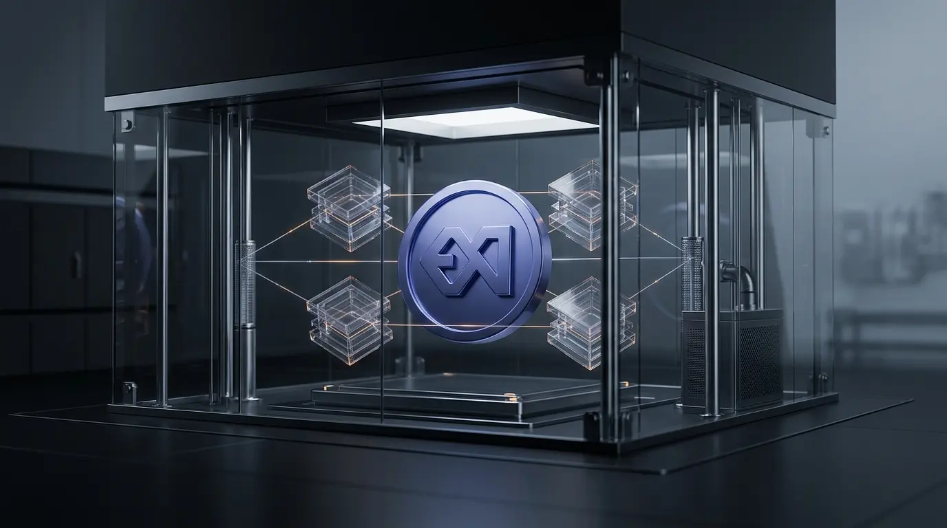 Abstract institutional crypto treasury vault representing concentrated ENA ownership and governance power